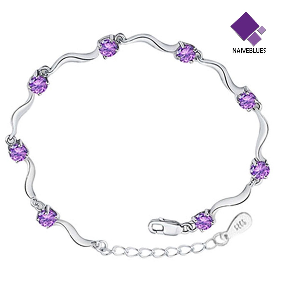 Gelang Rantai Sterling Silver 925 Hias Kristal Untuk Wanita