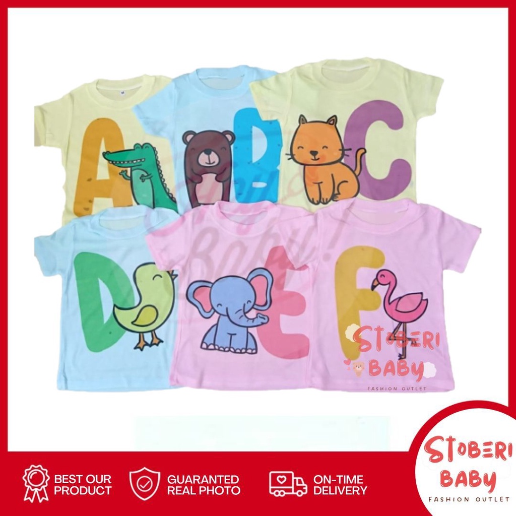 stoberi baby - KAOS WARNA ONECK ALPHABET ANAK kaos dalam oblong anak laki2 dan perempuan newborn-4thn