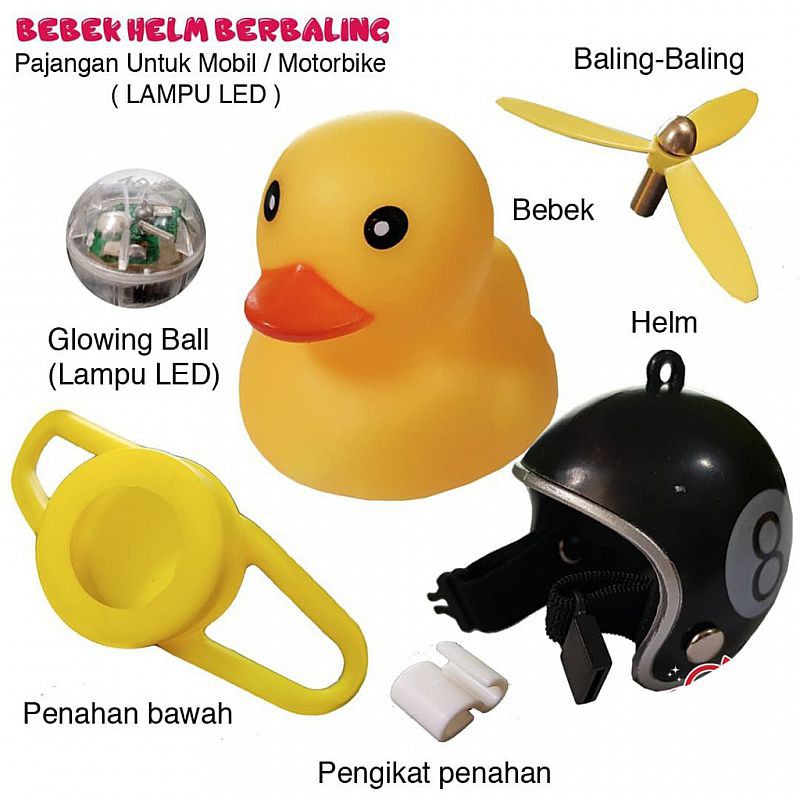 [READY] Bebek Kuning dengan Helm Blading bisa untuk mobil sepeda motor dengan lampu dan bel