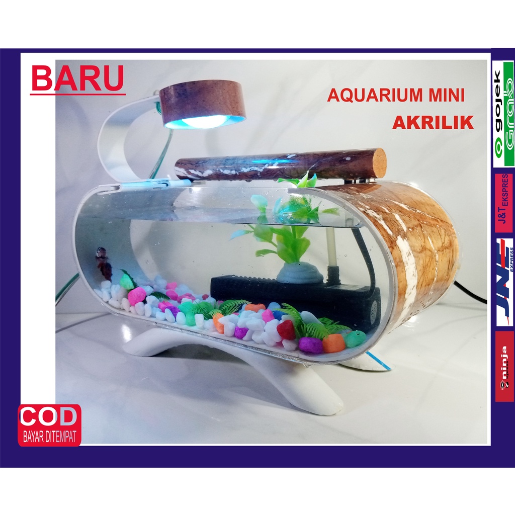 AQUARIUM MINI MOTIF KAYU / SOLITER CUPANG / IKAN HIAS / IKAN CUPANG