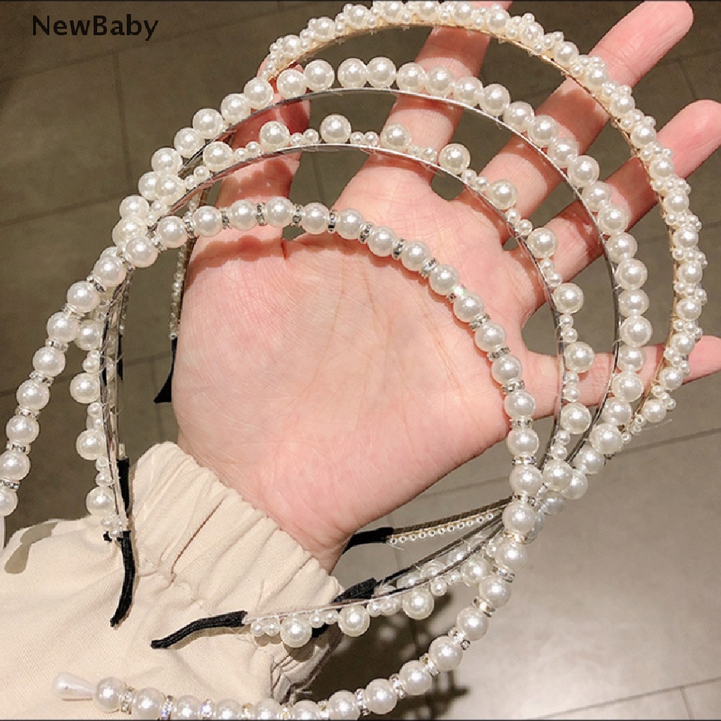 NewBaby Punk Women Pearls Simple Hairbands Sweet Headband Hair Hoops Holder Head Band ID