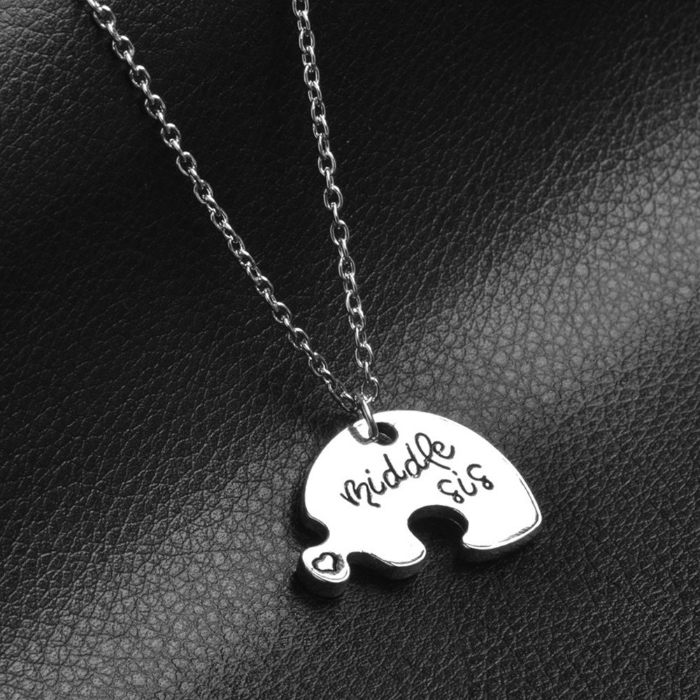 Korea Style Personalized Alloy  Little Middle Big Sister Puzzle Love Necklace