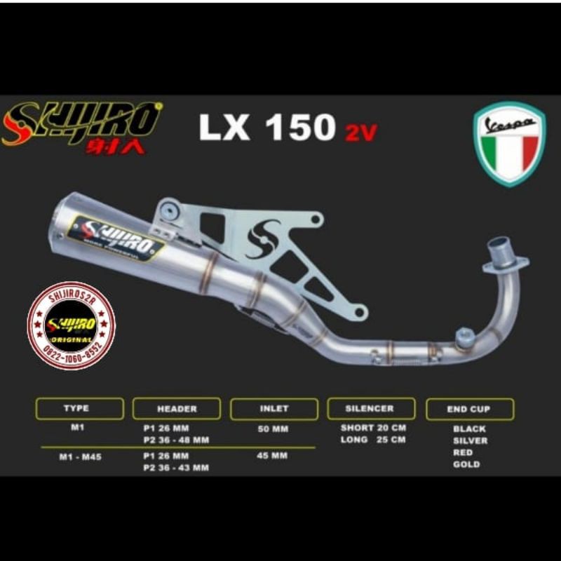 Knalpot Vespa Matic LX 150 2v type M1 Shijiro Racing Original