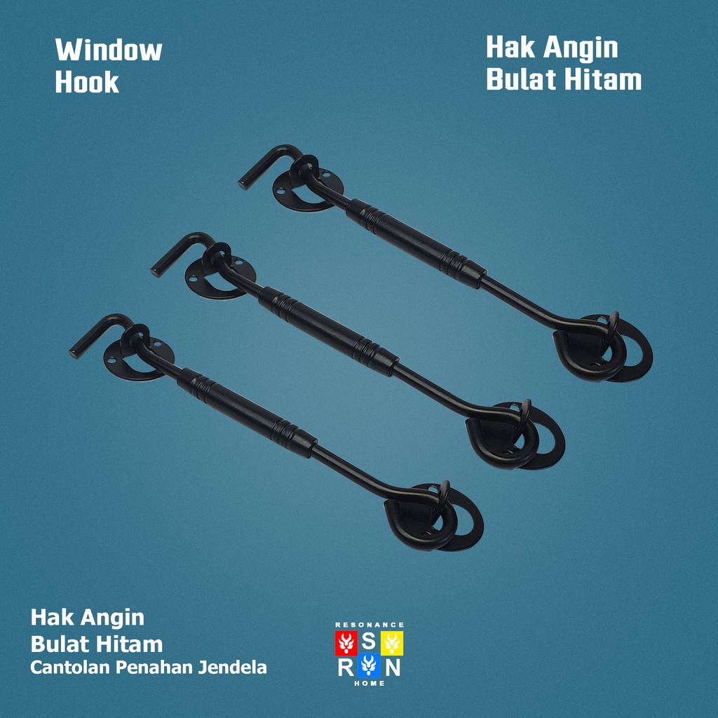 Hak Angin Jendela Coating Hitam Cantolan Penahan 1 pcs 8 Inch/20cm Resonance Home