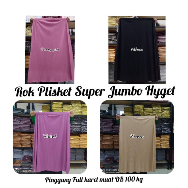 Rok plisket super jumbo polos untuk wanita gemuk