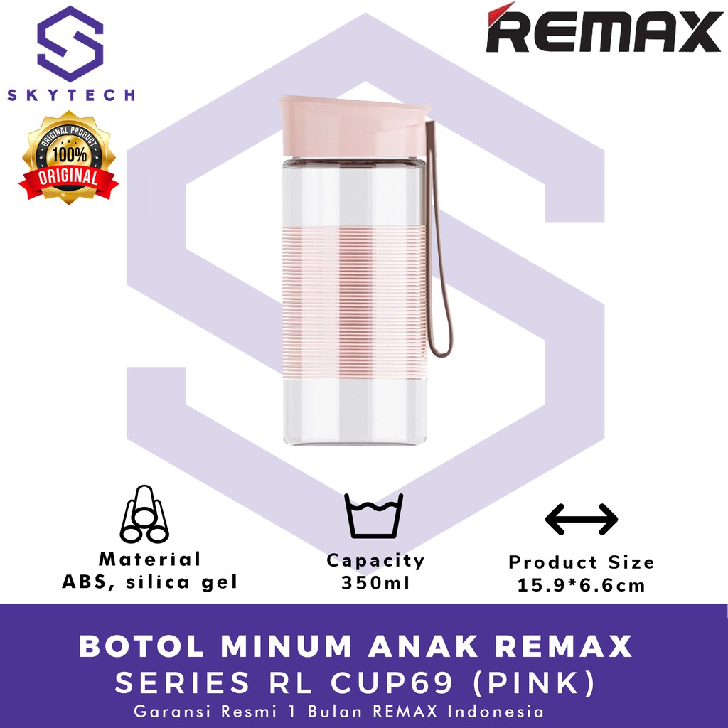 BOTOL MINUM ANAK REMAX LIFE DREAM PINK RL CUP69 ORIGINAL GARANSI RESMI