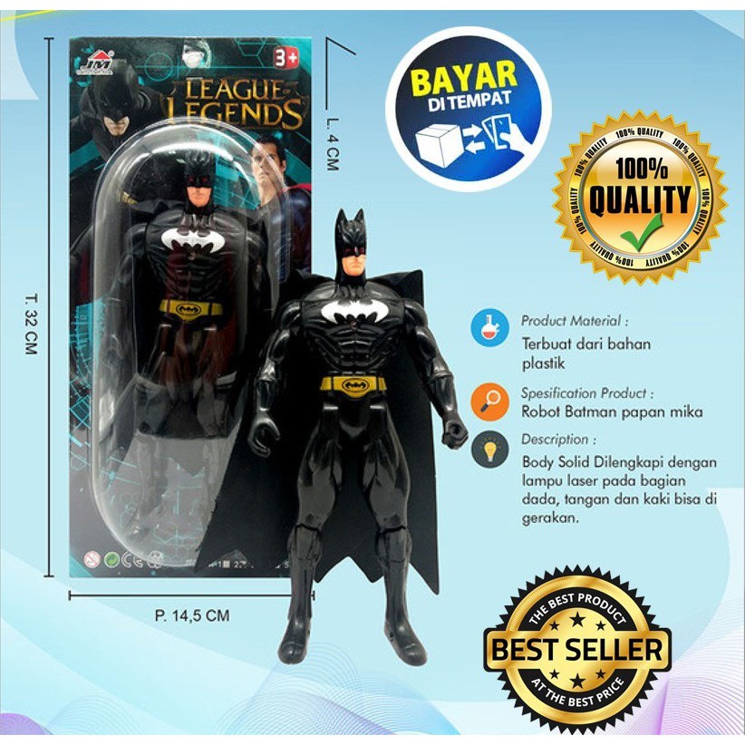 MWN Mainan Anak Robot Action Figure Batman Ada Lampu MT021