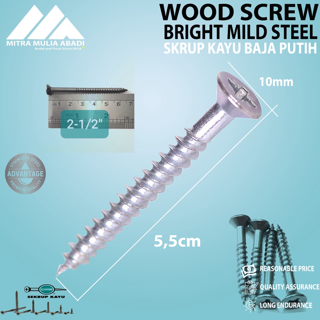 Sekrup Kayu CHW 2-1/2 inch x 10 / Skrup Wood Screw (A169)