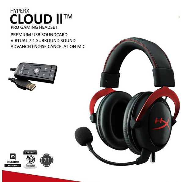 Headset gaming HyperX premium usb sound 7.1 surround Cloud 2 II - Headphone gaming professional