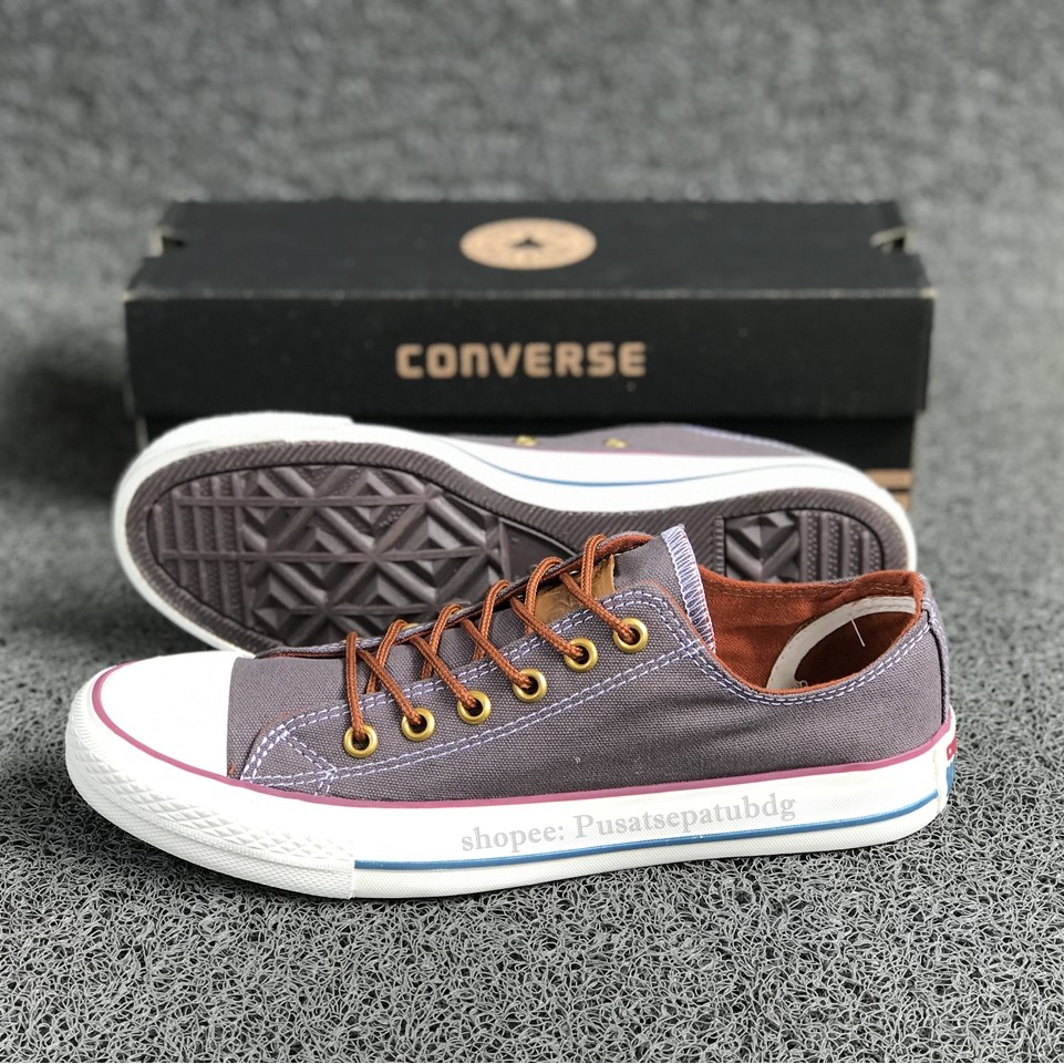 (BAYAR DITEMPAT) Converse Premium Tali Tan Low Grey