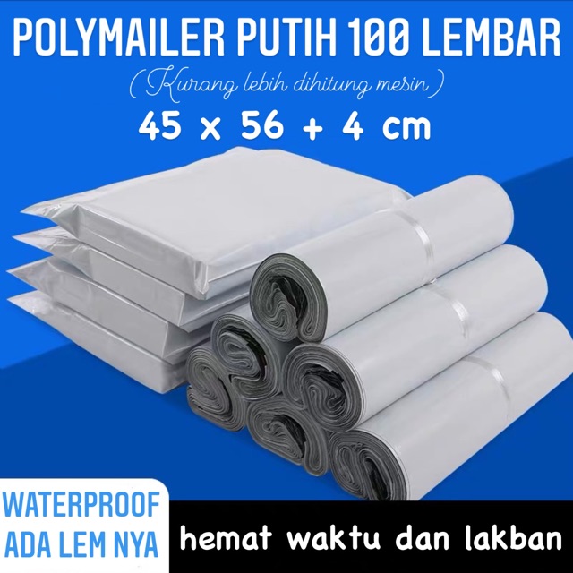 

45x60 isi 100 lembar polymailer putih