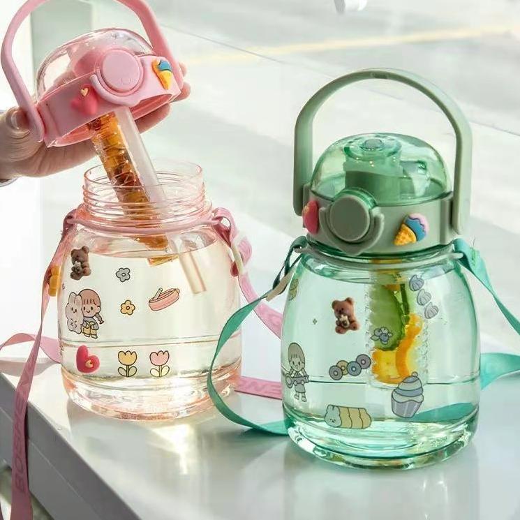 codeLl2L6--Botol Minum Transparan Viral 1.3liter Botol Motivasi Gradasi Free Sticker