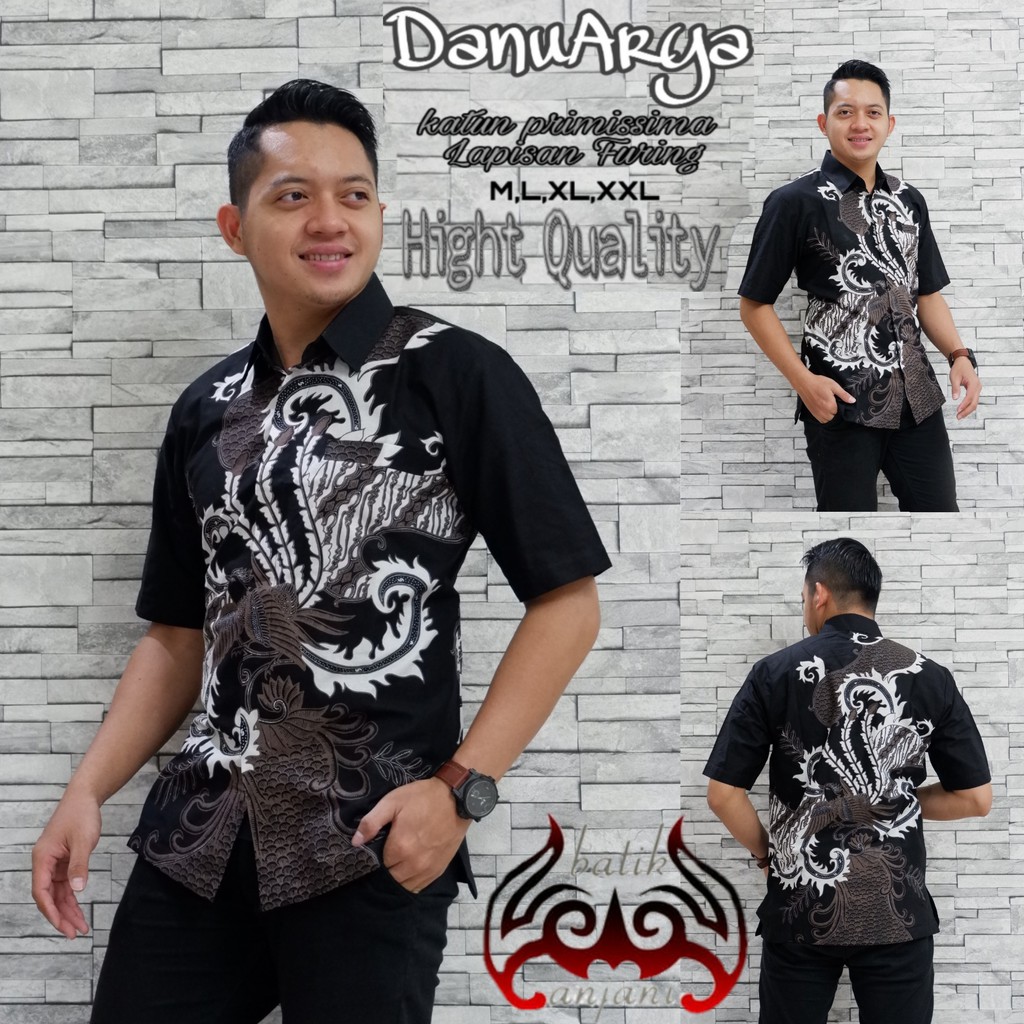 DANUARYA Kemeja Batik Pria Lengan Pendek Katun Halus FULL FURING Batik Anjani