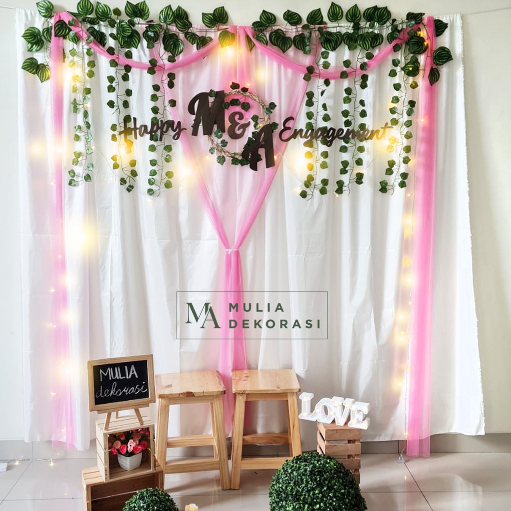 Dekorasi Lamaran Tunangan Backdrop Nikahan PhotoBooth DIY Akad Nikah Aqiqah Khitan Paket Mulia Q