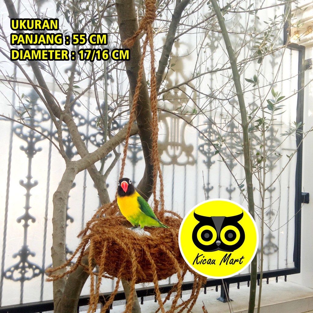 SARANG BURUNG SERAT KELAPA COCOFIBER RUMBAI BOB MARLEY TEMPAT BERTELUR BURUNG LOVEBIRD KENARI SBRUM