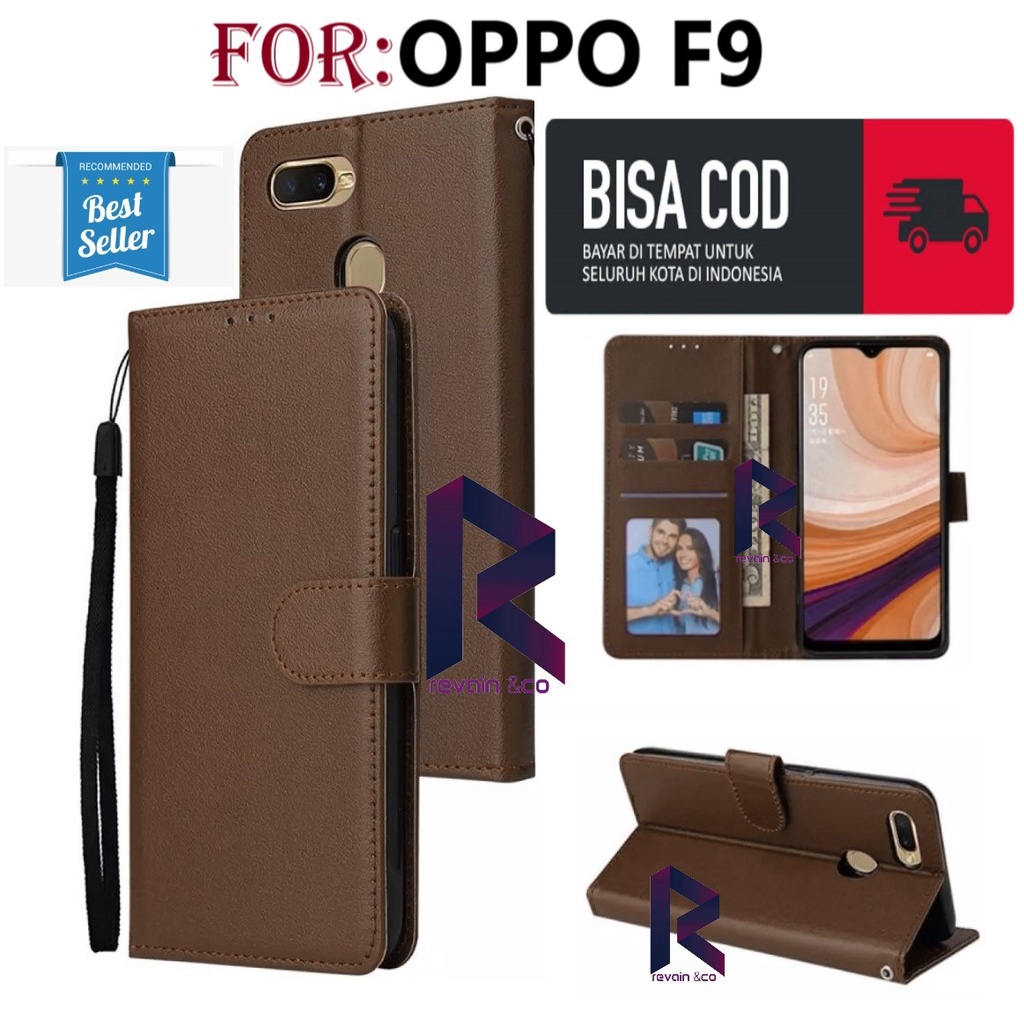 CASE OPPO F9 FLIP WALLET LEATHER KULIT PREMIUM SARUNG BUKA TUTUP FLIP CASE OPPO F9