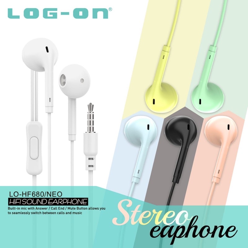 HANDSFREE EARPHONE HIFI SOUND NEO MACARON LOG-ON LO-HF680