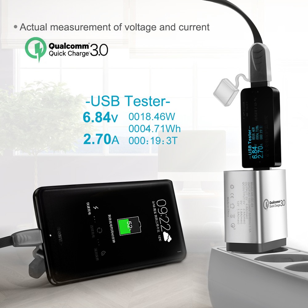 Charger USB 3 Port Qualcomm QC 3.0 EU Plug - AR-QC-03