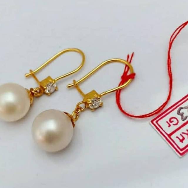 Anting emas 22 karat mutiara laut original asli lombok