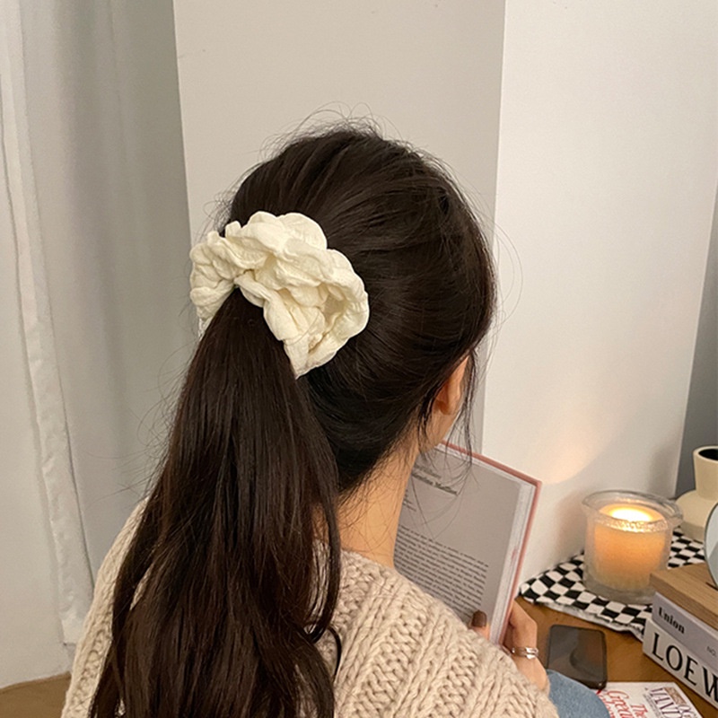 SCRUNCHIE PITA IKAT RAMBUT BESAR ELASTIS WANITA KOREA WARNA PUTIH COKLAT POLOS KAIN ELEGAN TEBAL / BIG SOFT SCRUNCHIES BIG RING ELEGANT HIGH END KOREAN STYLE THICK HAIR ELASTICS TIES ACCESSORIES ONE COLOR