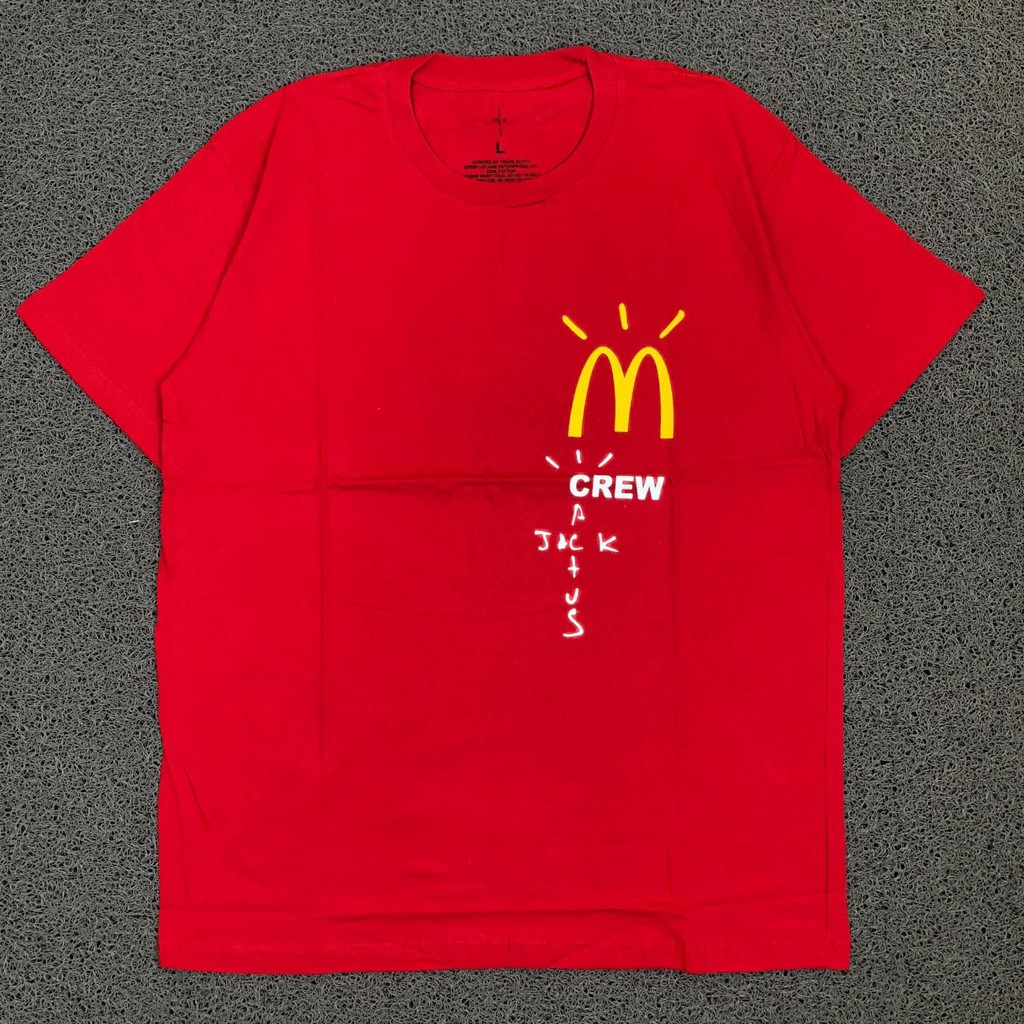 T SHIRT KAOS TRAVIS SCOTT CACTUS JACK X McDONALD RED
