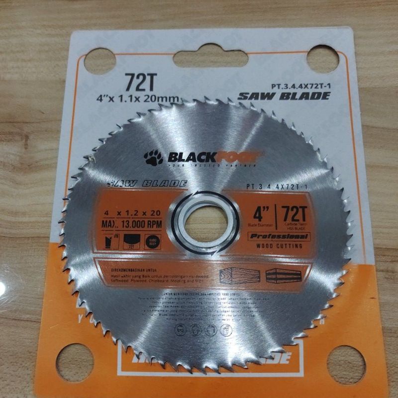 pisau potong kayu 4x72T blackfoot / Saw Blade 4x72T blackfoot / mata potong kayu 4x72T blackfoot