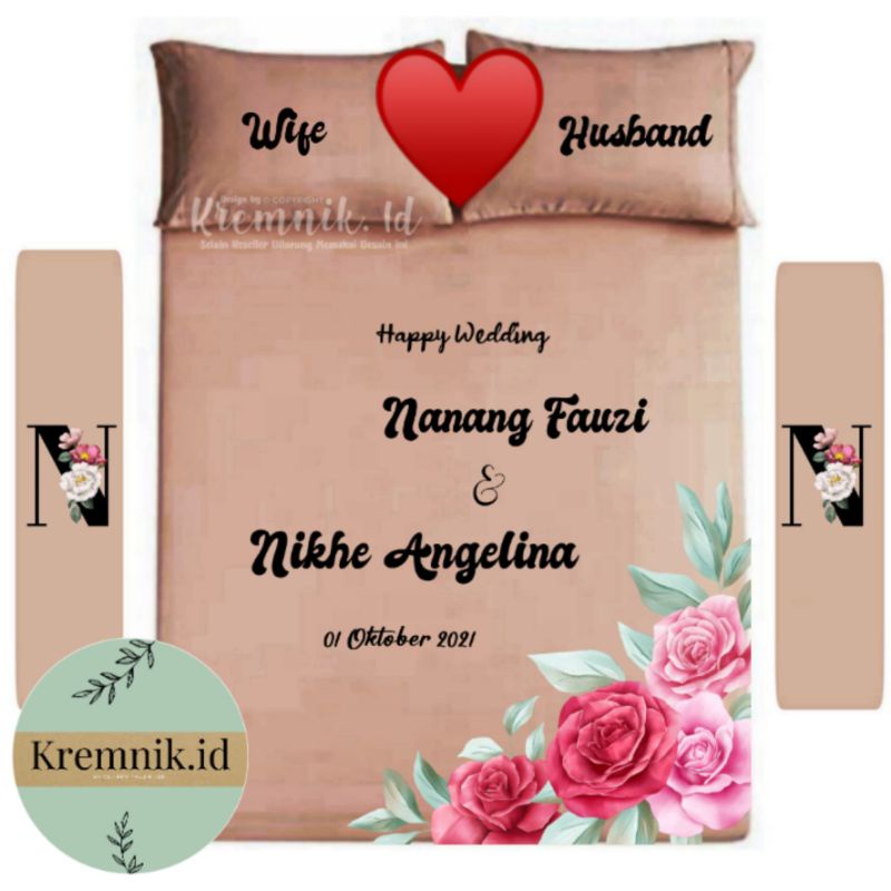 

kado Wedding Unik Sprei lukis Exclusive bisa reques nama