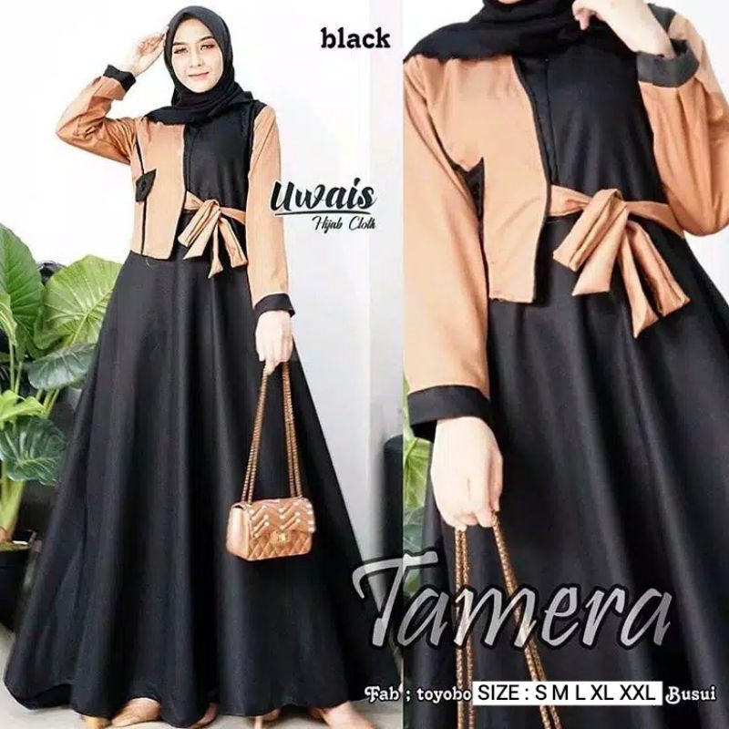 LUFY ORI TAMERA004 Dress | gamis dress Pakaian muslim | ORIGINAL-BLACK