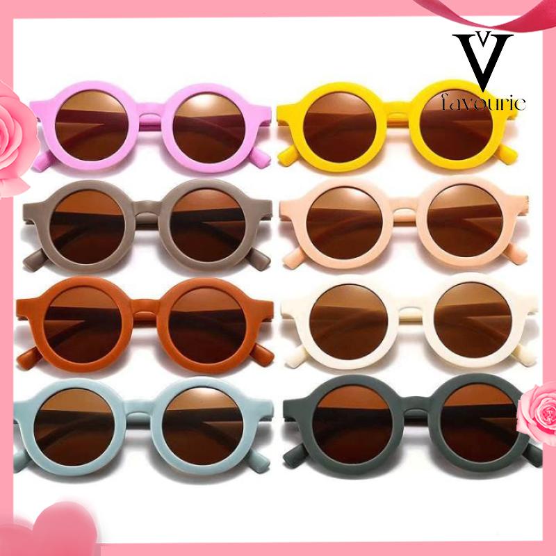 [COD]Kacamata Hitam Anak Matte Bingkai Bulat Trendi Retro Cute Clear Vision-FA