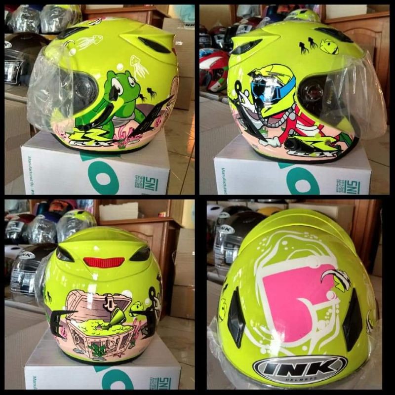 Helm centro motif double visor free sticker ink