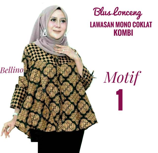 Bellino - Blouse Batik Lengan Terompet/ Baju Atasan Batik Wanita Kancing Depan/ Blus Batik kondangan-1