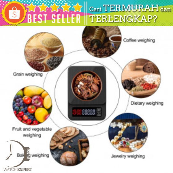 Taffware Digipounds Timbangan Dapur Mini Digital Coffee Scale LCD 5000g 0.1g - TSC5 - Black