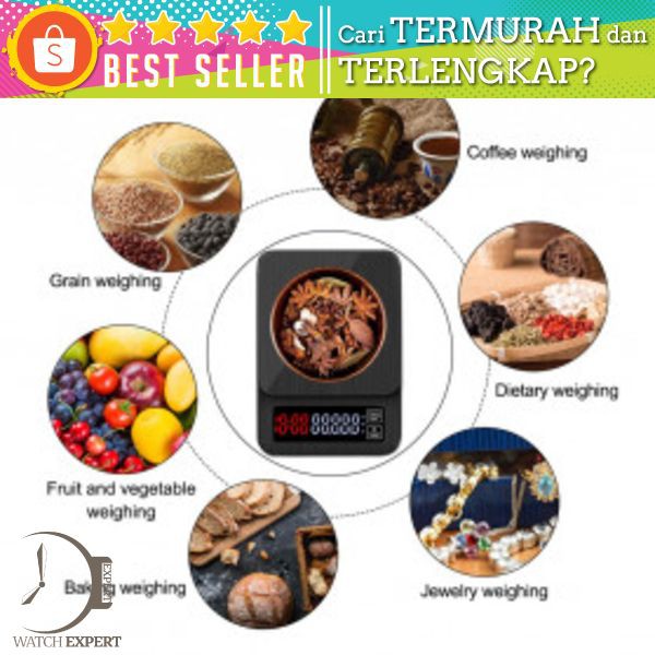 Taffware Digipounds Timbangan Dapur Mini Digital Coffee Scale LCD 3000g 0.1g - TSC3 - Black