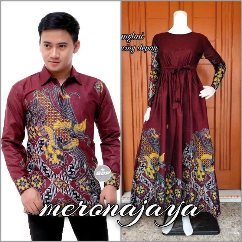 Maura Couple - Sania Ruffle Batik Couple GARANSI TERMURAH-Kenari maroon