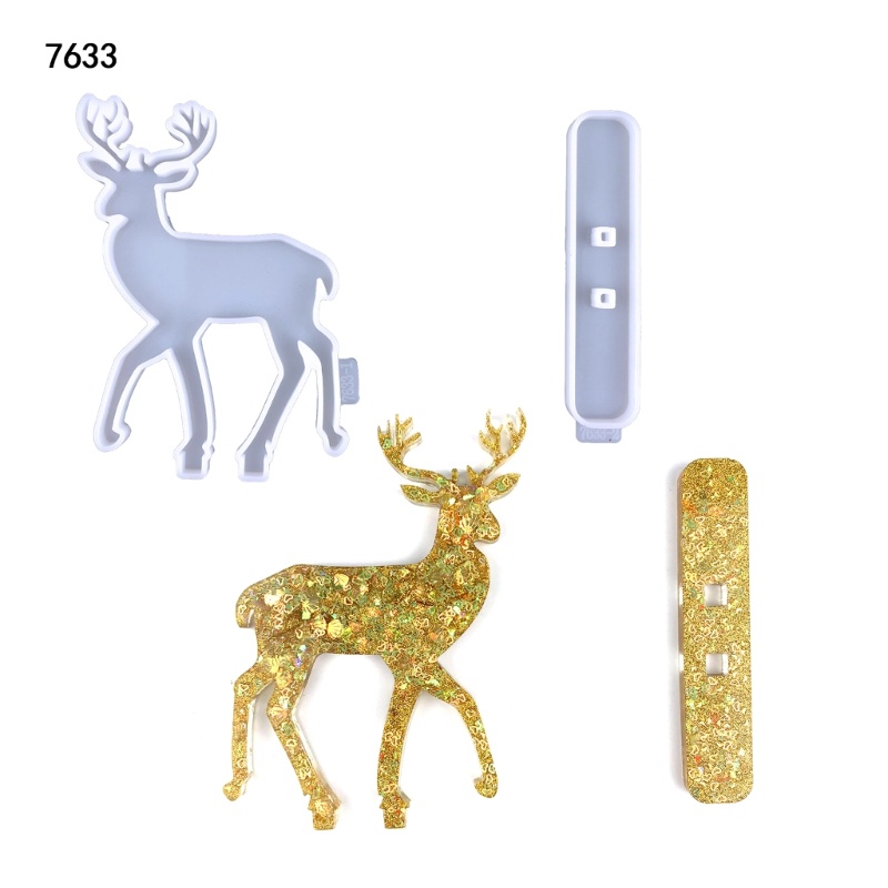 Set Cetakan Resin Epoksi Bentuk Rusa Natal Untuk Dekorasi Meja