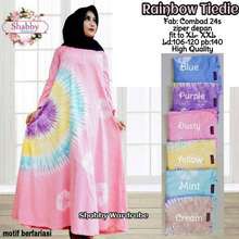 Ready Stock  Gamis Tiedie Merlin Gamis Kaos Rainbow Zipper Depan Ukuran Jumbo Ld120