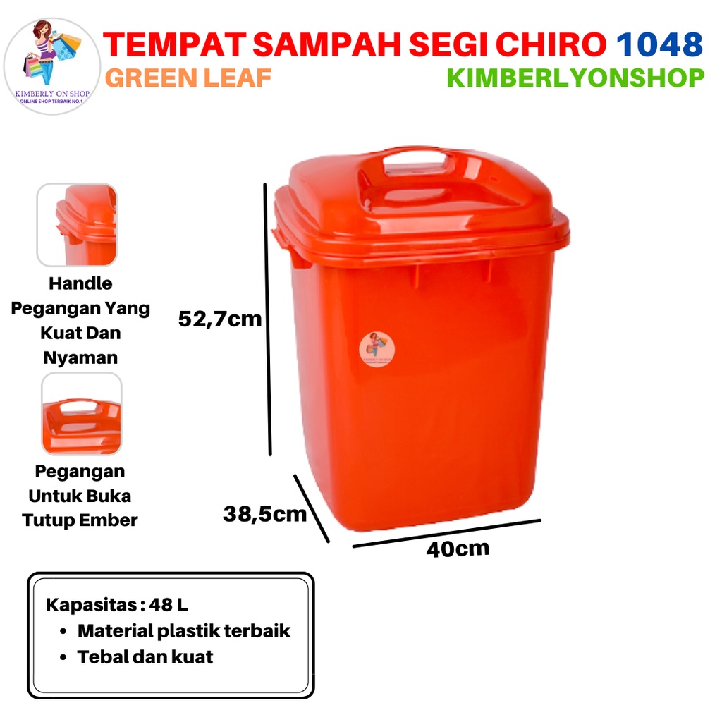 Tempat Sampah Segi Chiro 48 Liter 1048 Green Leaf