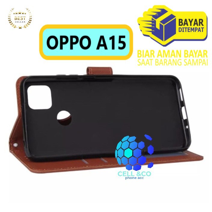 Flip cover OPPO A15 Flip case buka tutup kesing hp casing flip case leather wallet