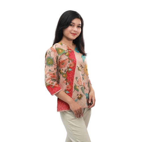 Atasan Batik Wanita Batik -S-M-L-XL-XXL-3L-4L-5L Lengan 7/8-1