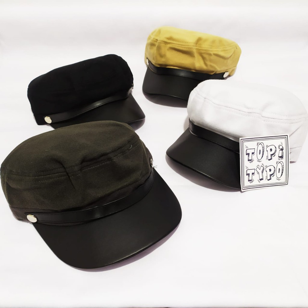 Topi Sailor Ariel Pelaut Polos Hitam Abu Cream Putih Sailor Cap