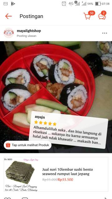 nori sushi 50 lembar Promo Sale Termurah Nori Manjun ekonomi sakao nori 50 lembar limited rumput laut sushi dried seaweed