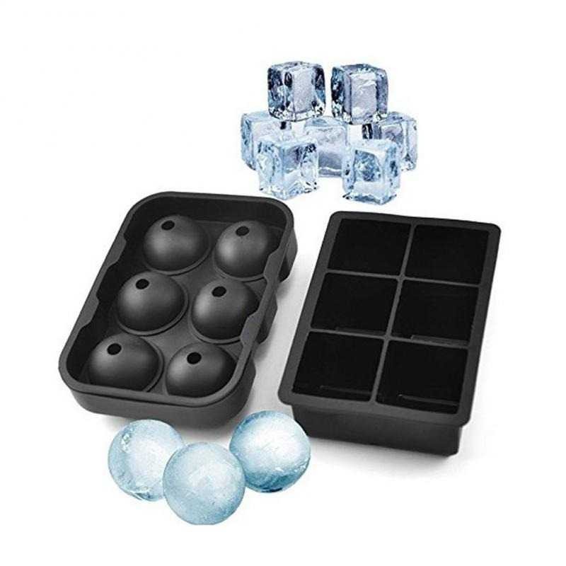 Cetakan Es Batu Silicon Winzwon Ice Cube Ball 2 PCS Bentuk Bulat Kotak