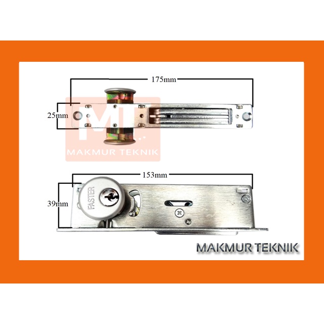 Kunci Pintu Alumunium - Door Lock F-9128 Lidah Panjang