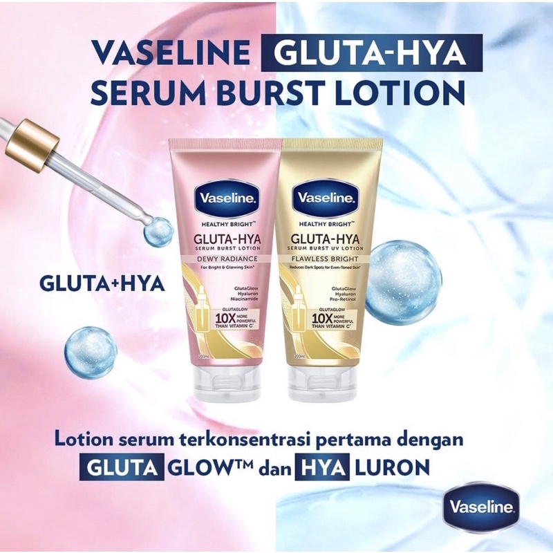 [ORI THAILAND] 300 ML BODY LOTION HEALTHY BRIGHT GLUTA-HYA VASELINE FLAWESS GLOW DEWY RADIANCE