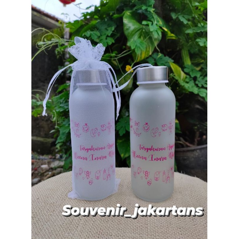 SOUVENIR BOTOL TUMBLER KACA DOVE KEMAS TILE