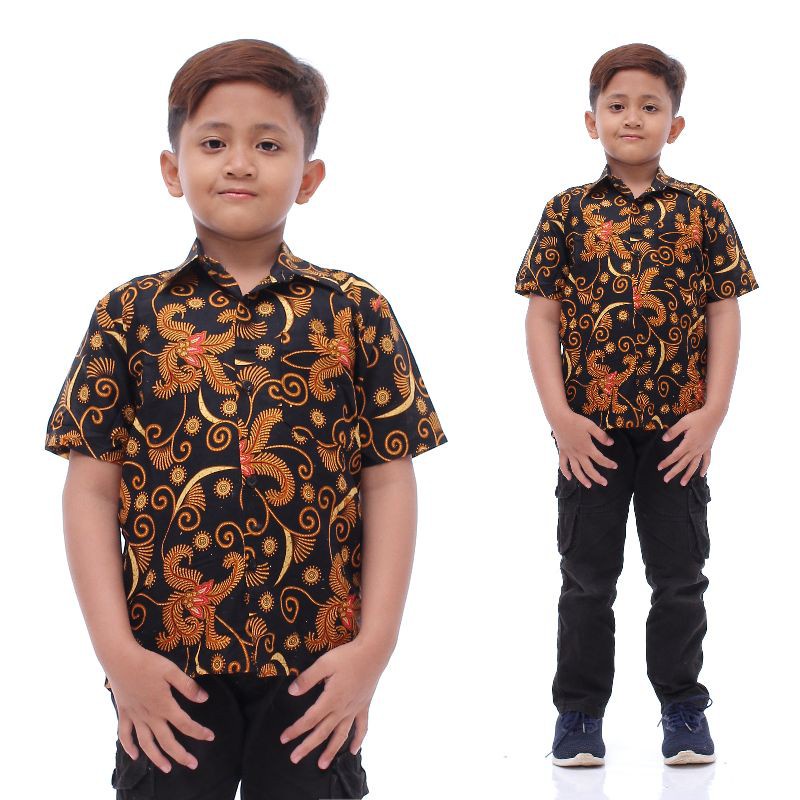 Kemeja Batik Anak / Hem Anak Pendek Laki Laki Motif Ulir 4-11 tahunnn