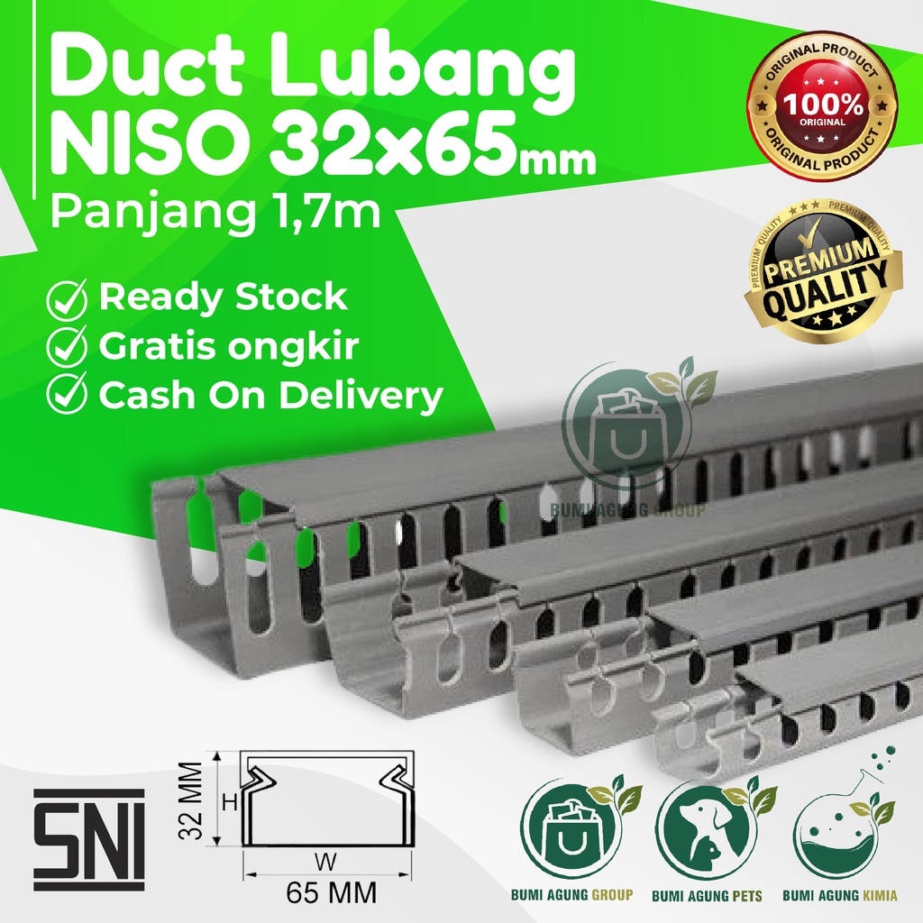 KABEL DUCT LUBANG BOLONG 32x65 DUCTING PROTEKTOR 1,7 M PMD NISO 32 x 65