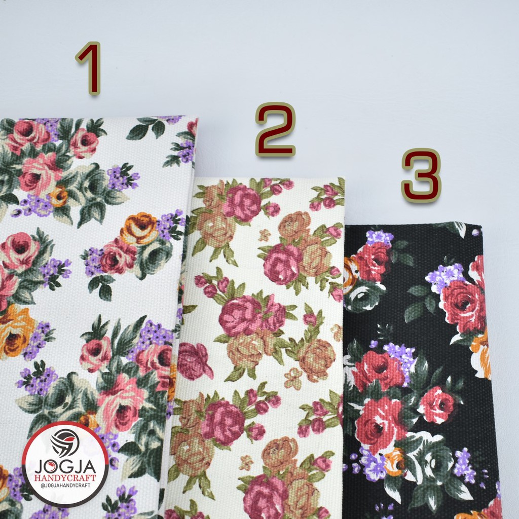 Kain Kanvas flower / Canvas motif vintage bunga / kembang Rose