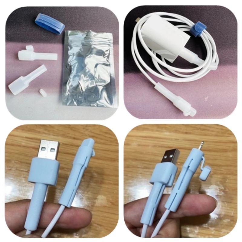 1 Set Case Pelindung Kabel Data USB Bahan Silica Gel Tahan Debu Anti Oksidan Untuk iphone Android