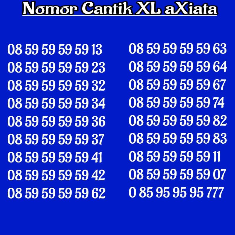 nomor cantik XL axiata 08 59595959